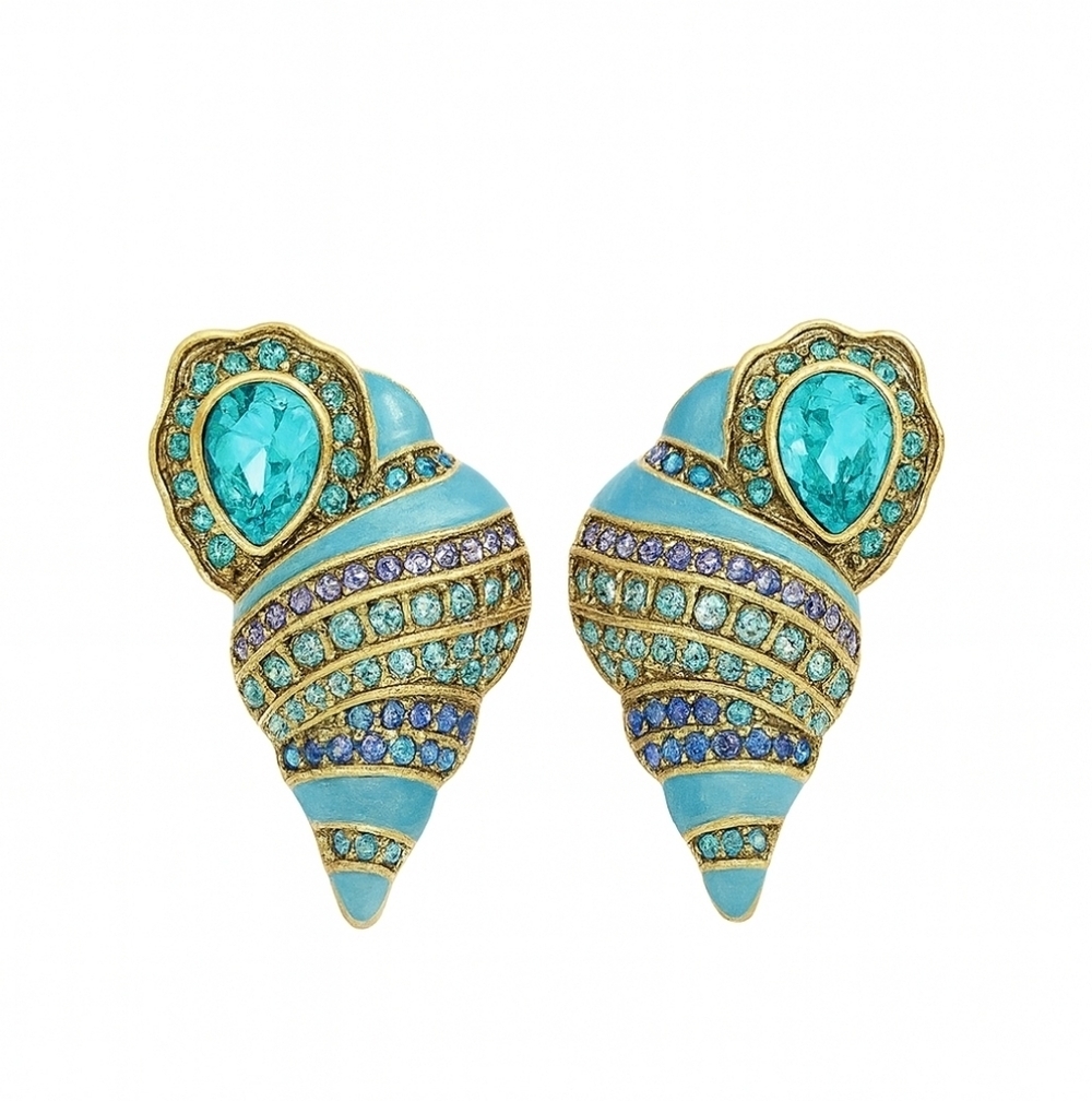 Heidi Daus Turquoise Shelltini Earrings NIB